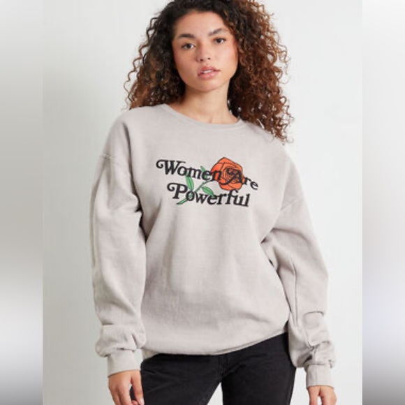 PacSun Tops - PAC SUN ONE DNA Rose Crew Neck Women Are Powerful Sweatshirt